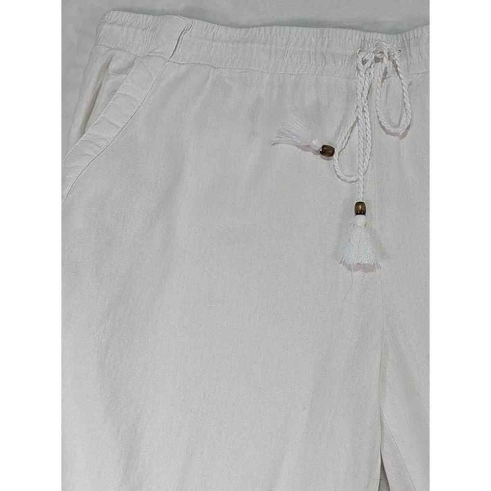 Westbound Woman Linen Capris Womens 2X White Coastal Grandma Resort Wide Leg - Picture 3 of 12